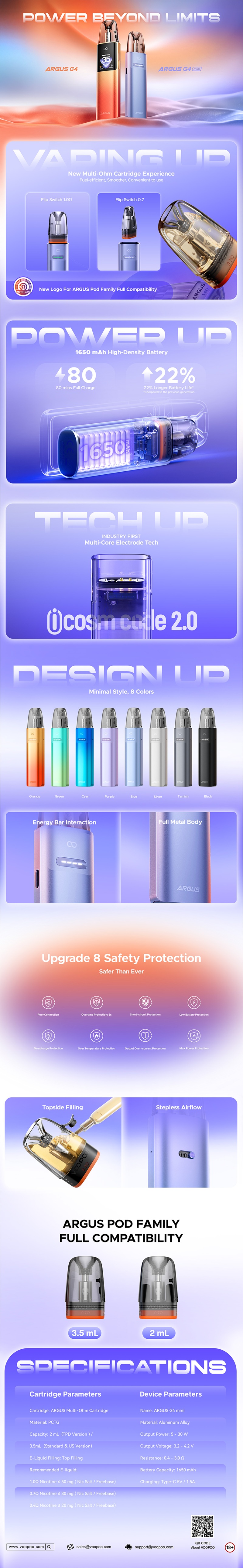 VooPoo Argus G4 mini 1600mAh 3.5ml Webpage