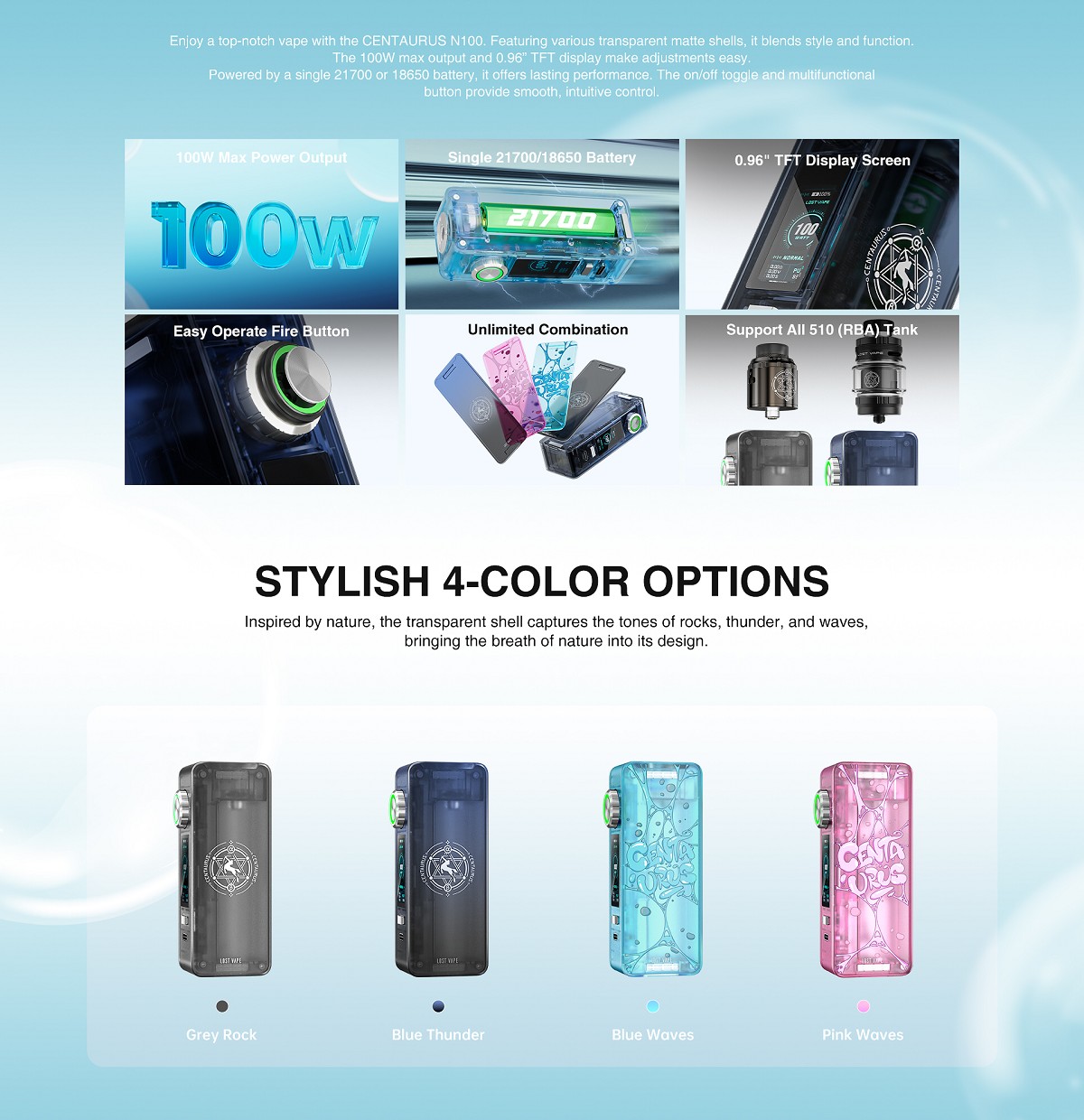 centaurus n100 box mod 100w 21700 by lost vape 2